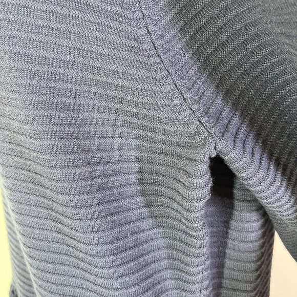 Boden US 18L Navy Blue Libby Textured Sweater Dress 3/4 Sleeve Cotton Wool Blend - Picture 4 of 10